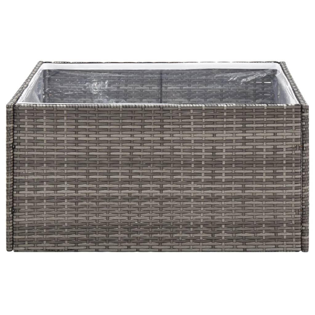 Plantenbak 80x80x40 cm poly rotan grijs