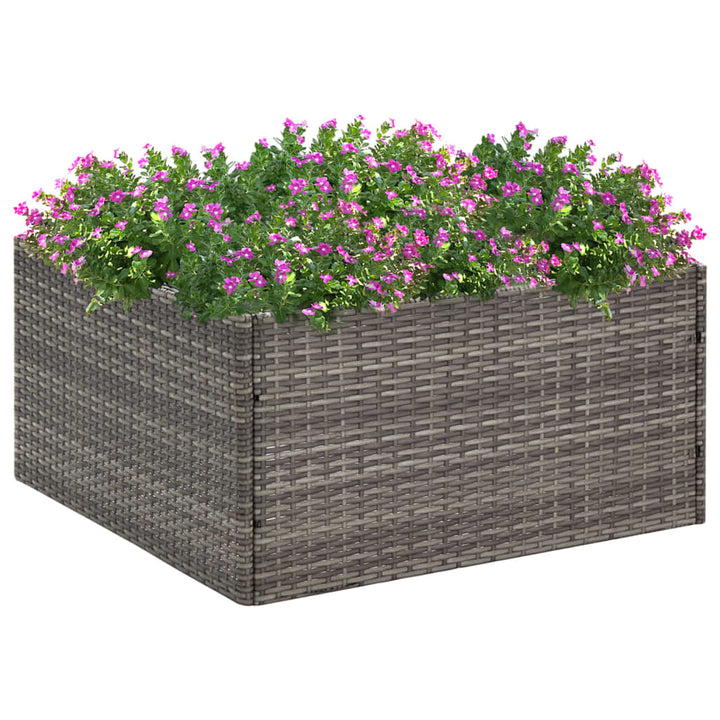 Plantenbak 80x80x40 cm poly rattan grijs