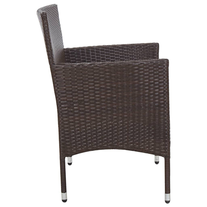 Tuinbank met kussen poly rattan bruin