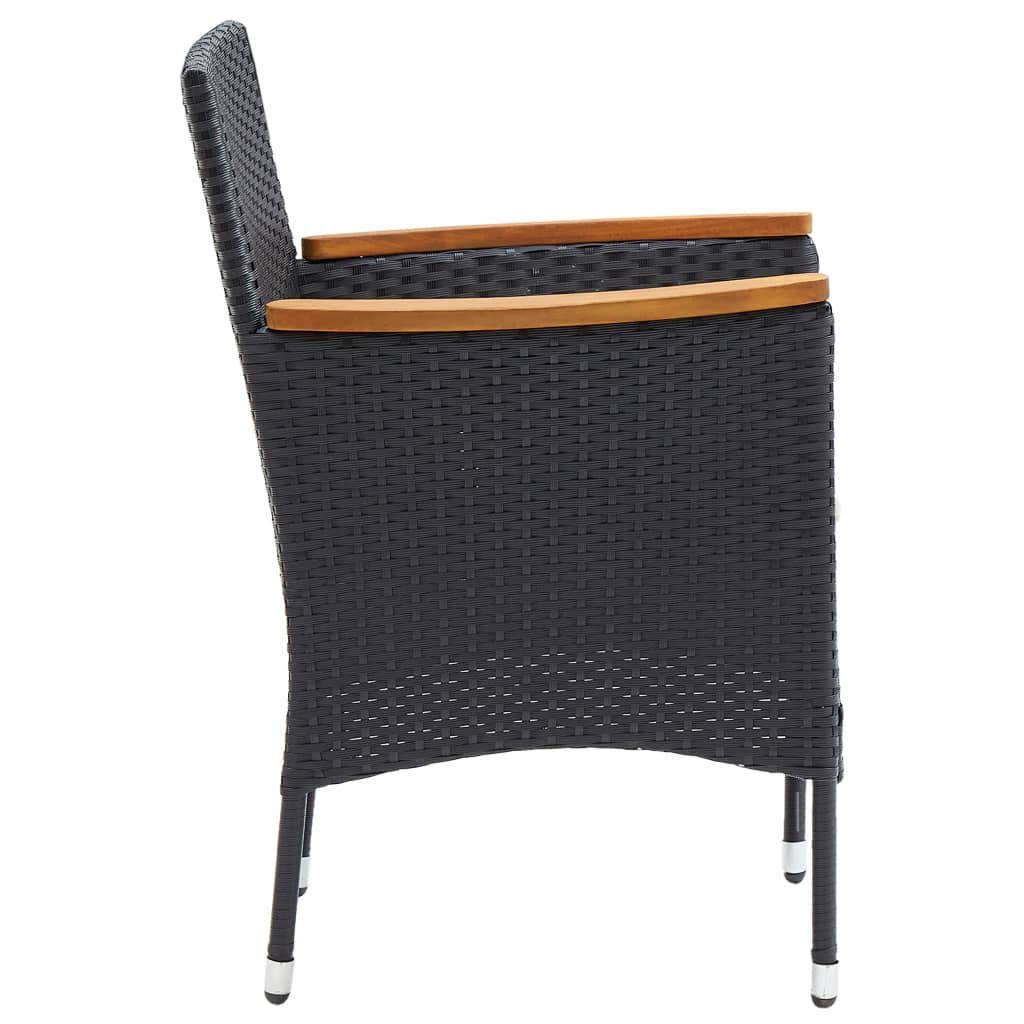 Tuinstoelen 4 st poly rattan zwart