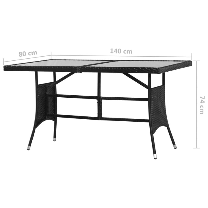 Tuintafel 140x80x74 cm poly rattan zwart