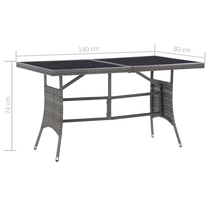 Tuintafel 140x80x74 cm poly rattan grijs