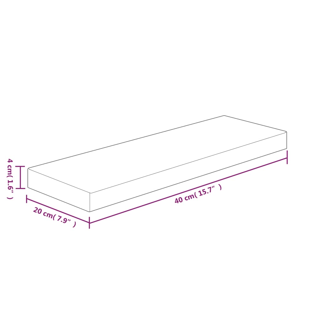 Plank 40 x 20 x 4 cm onbewerkt massief eikenhout