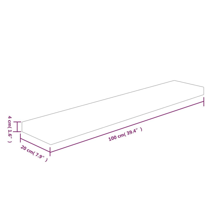 Plank 100 x 20 x 4 cm onbewerkt massief eikenhout