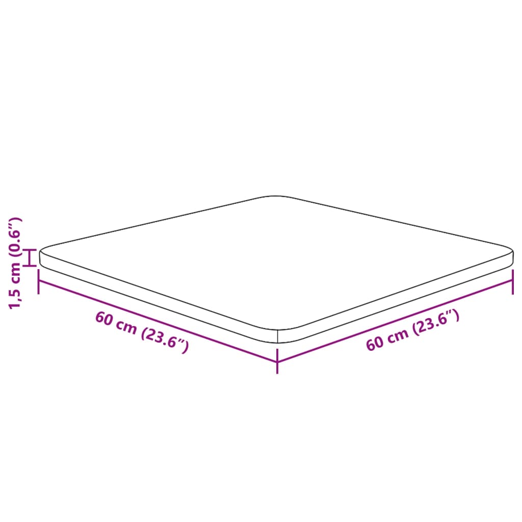 Tafelblad vierkant 60x60x1,5cm behandeld eiken donkerbruin