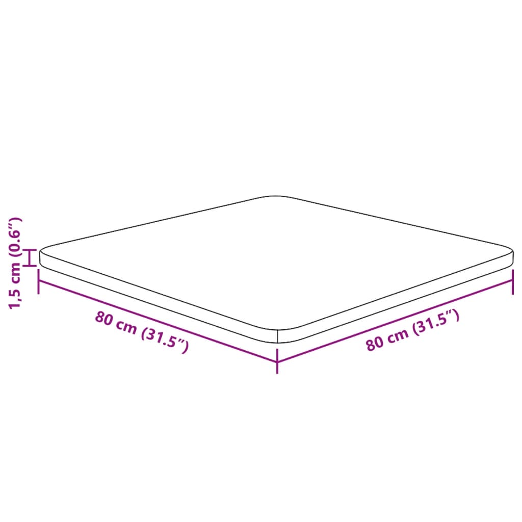 Tafelblad vierkant 80x80x1,5cm behandeld eiken donkerbruin