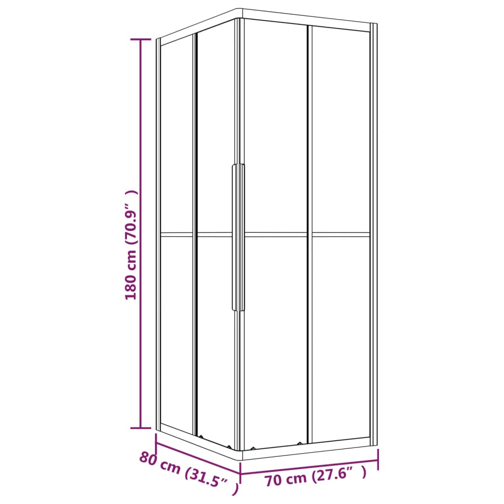 Douchecabine 80x70x180 cm mat ESG zwart