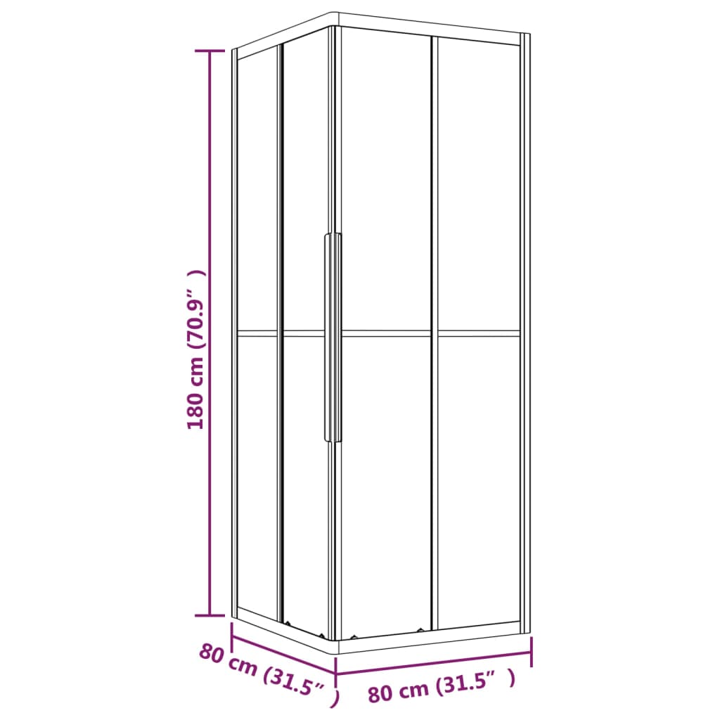 Douchecabine 80x80x180 cm mat ESG zwart