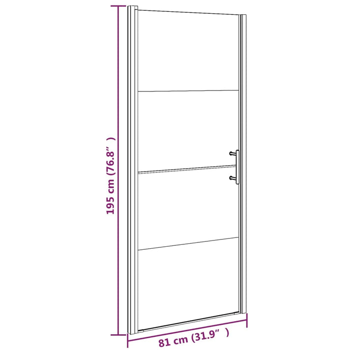 Douchedeur halfmat 81x195 cm gehard glas zwart