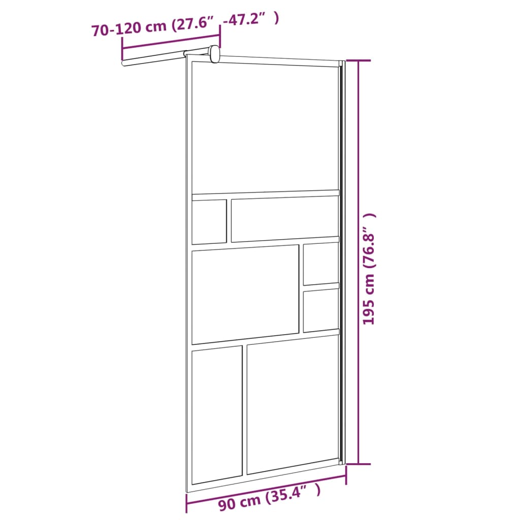 Inloopdouchewand 90x195 cm ESG-glas wit