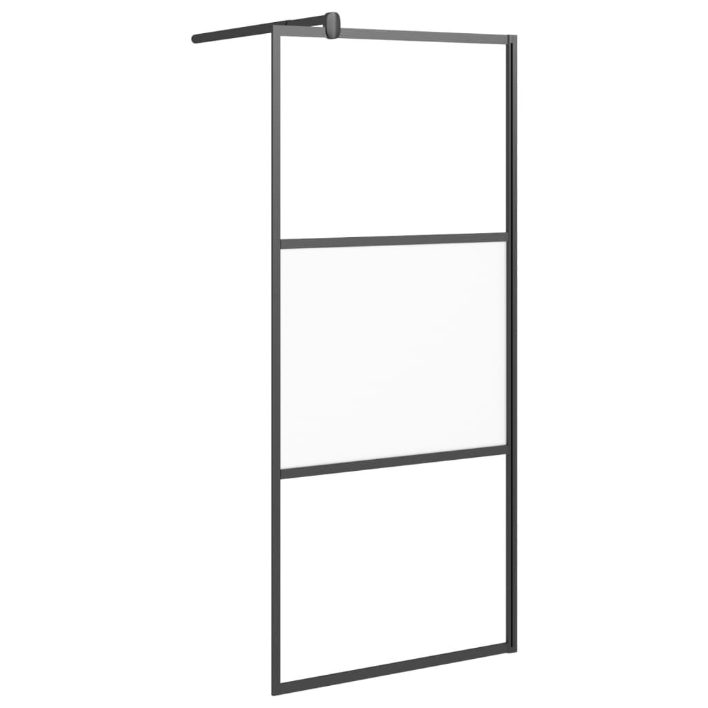 Inloopdouchewand 80x195 cm halfmat ESG-glas zwart