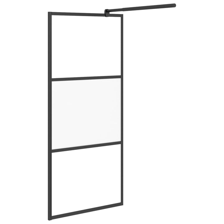 Inloopdouchewand 80x195 cm halfmat ESG-glas zwart