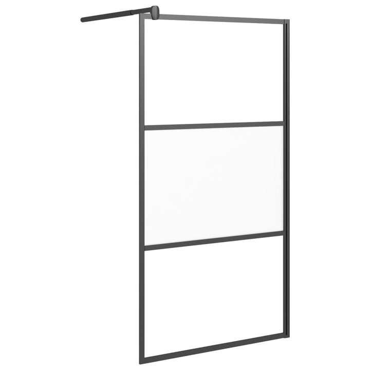 Inloopdouchewand 100x195 cm halfmat ESG-glas zwart