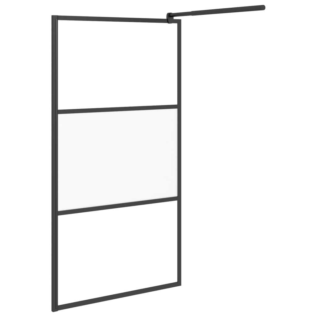 Inloopdouchewand 100x195 cm halfmat ESG-glas zwart