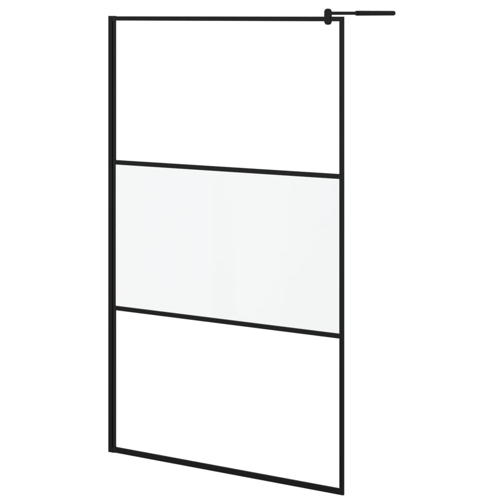 Inloopdouchewand 115x195 cm halfmat ESG-glas zwart