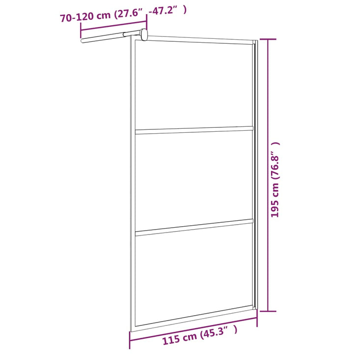 Inloopdouchewand 115x195 cm halfmat ESG-glas zwart