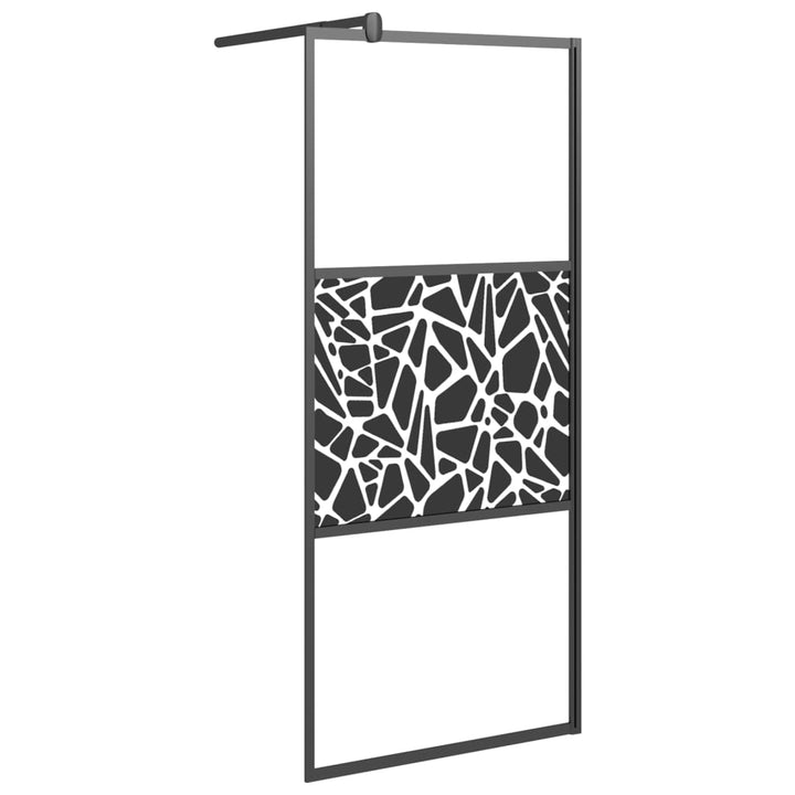 Inloopdouchewand met stenenmotief 90x195 cm ESG-glas zwart