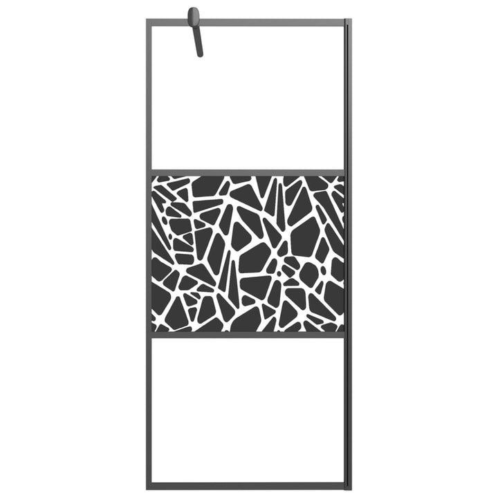 Inloopdouchewand met stenenmotief 90x195 cm ESG-glas zwart