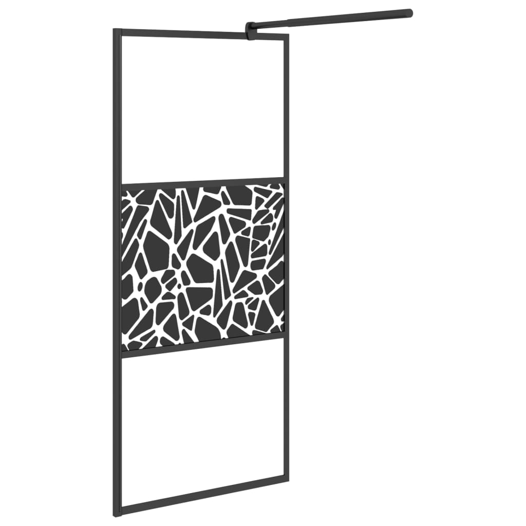 Inloopdouchewand met stenenmotief 90x195 cm ESG-glas zwart