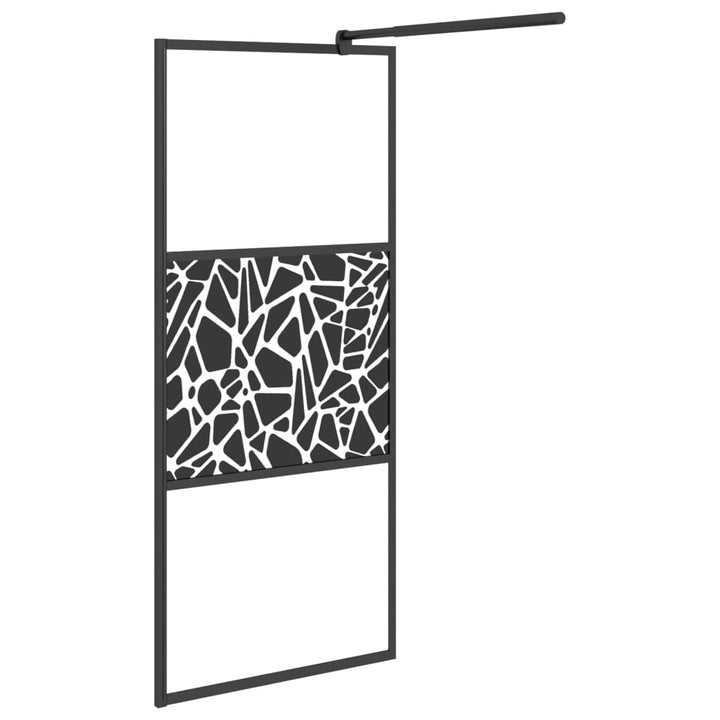 Inloopdouchewand met stenenmotief 90x195 cm ESG-glas zwart