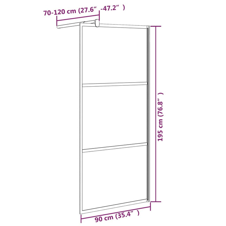 Inloopdouchewand met stenenmotief 90x195 cm ESG-glas zwart