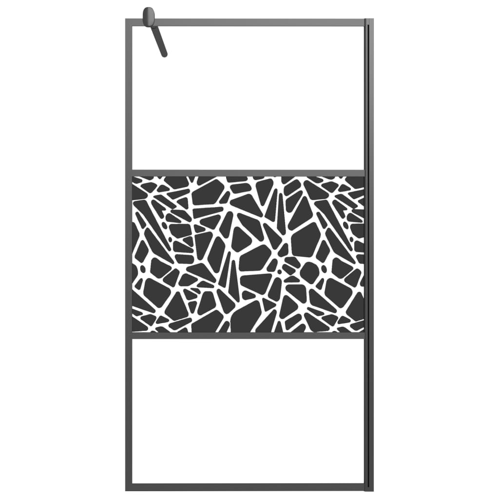 Inloopdouchewand met stenenmotief 100x195 cm ESG-glas zwart