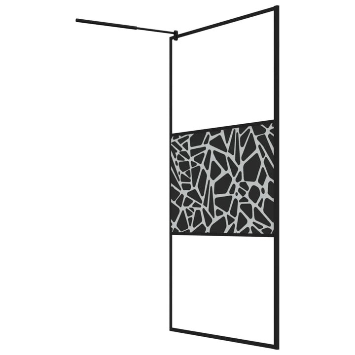 Inloopdouchewand met stenenmotief 115x195 cm ESG-glas zwart