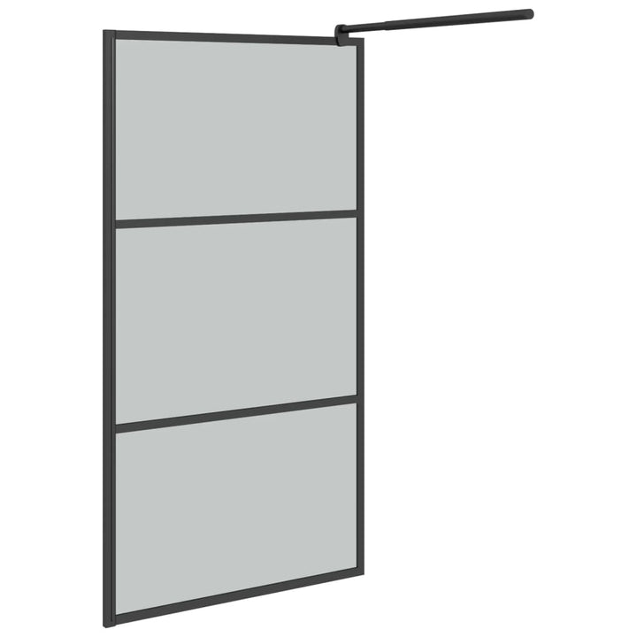 Inloopdouchewand 115x195 cm donker ESG-glas zwart