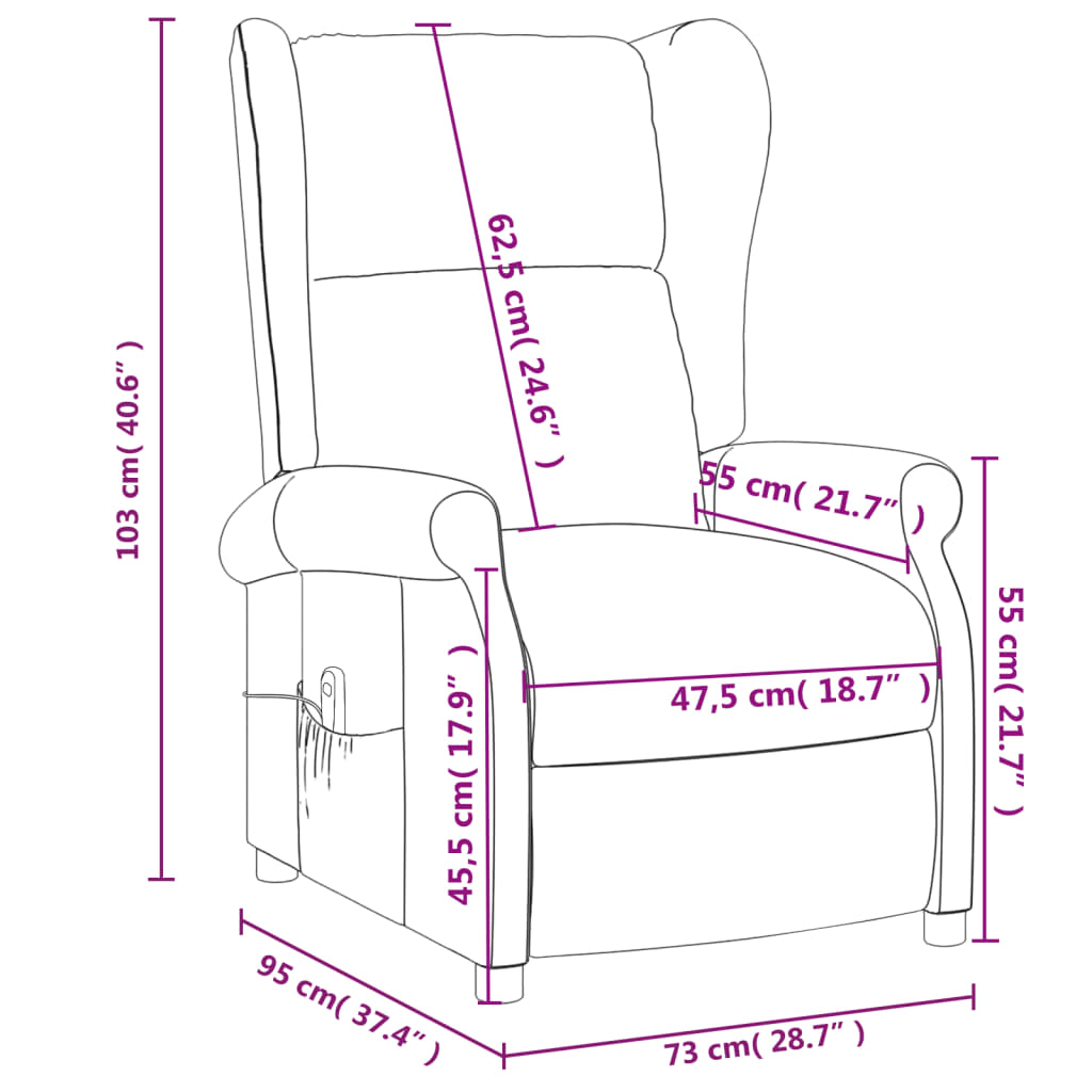 Fauteuil verstelbaar elektrisch stof taupe