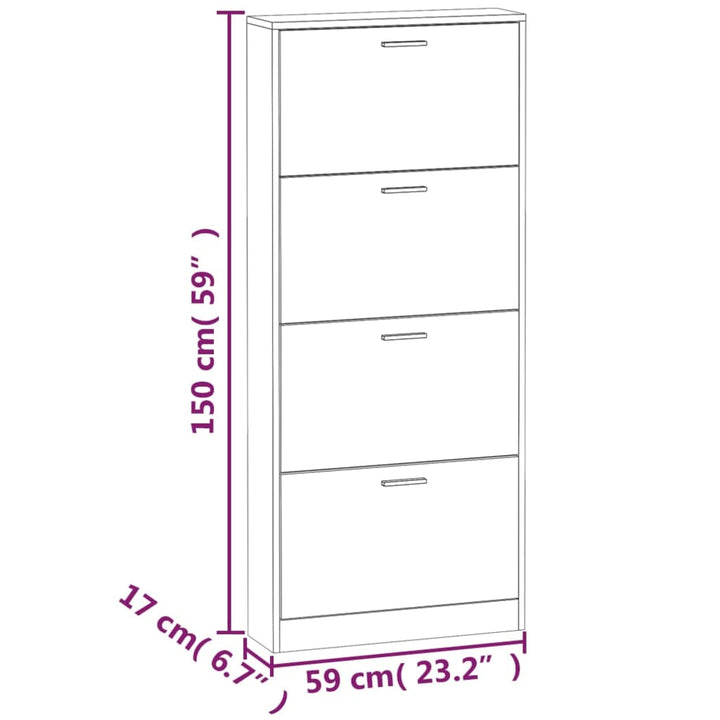 Schoenenkast 59x17x150 cm bewerkt hout zwart