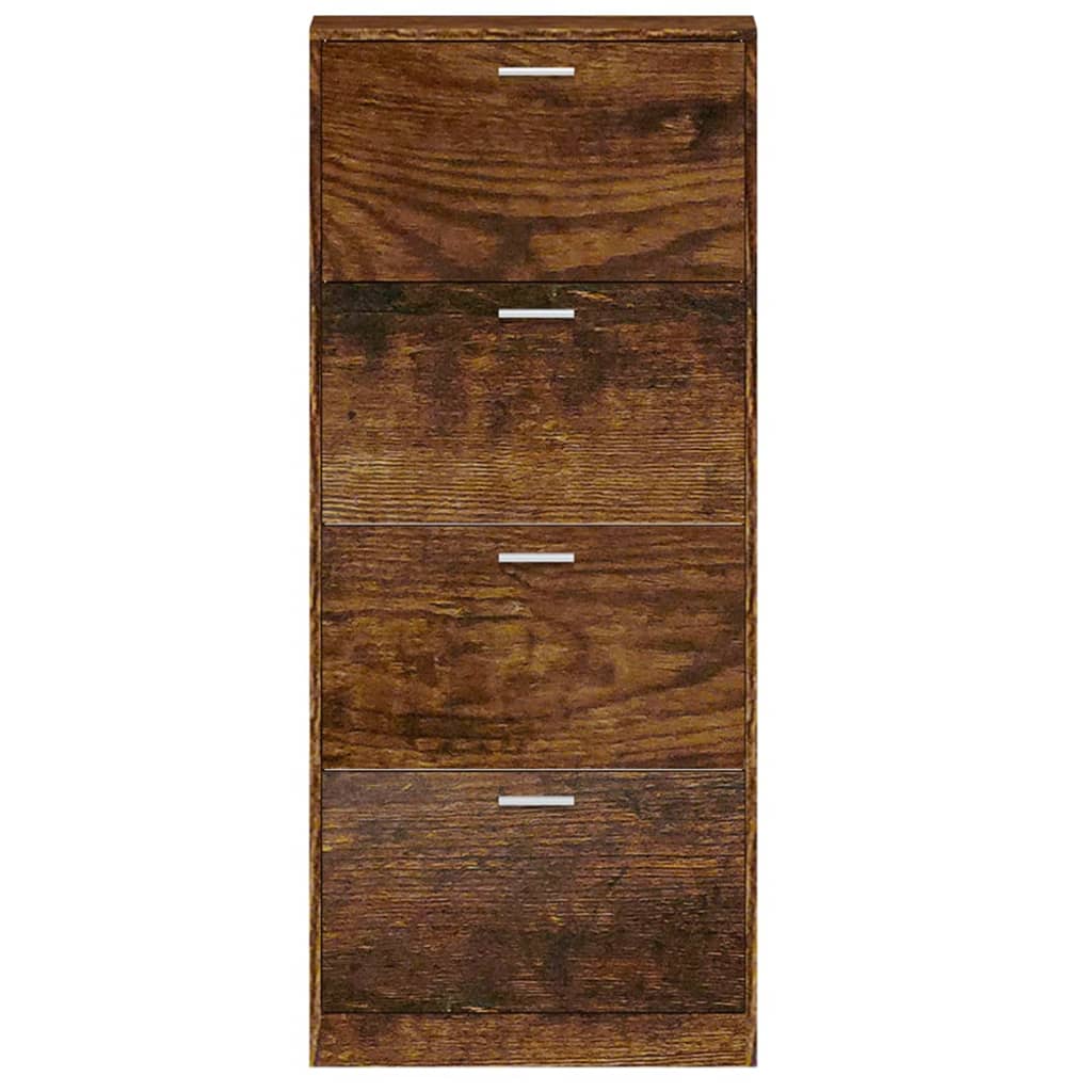 Schoenenkast 59x17x150 cm bewerkt hout gerookt eikenkleurig