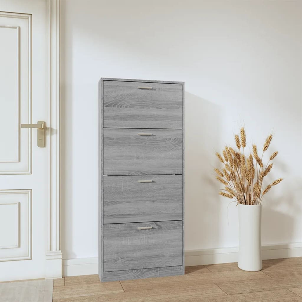 Schoenenkast 59x17x150 cm bewerkt hout grijs sonoma