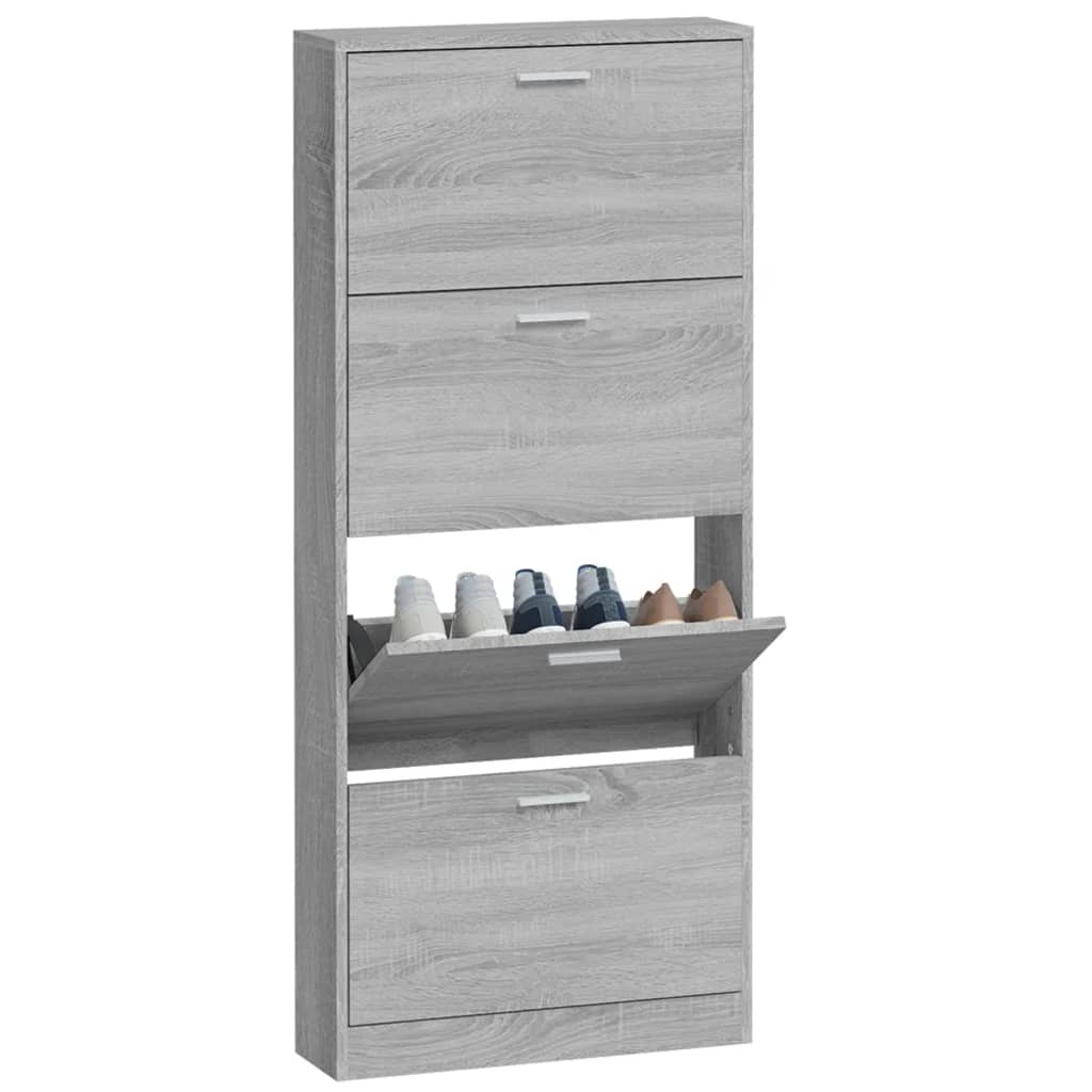 Schoenenkast 59x17x150 cm bewerkt hout grijs sonoma