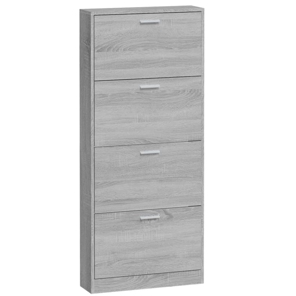 Schoenenkast 59x17x150 cm bewerkt hout grijs sonoma