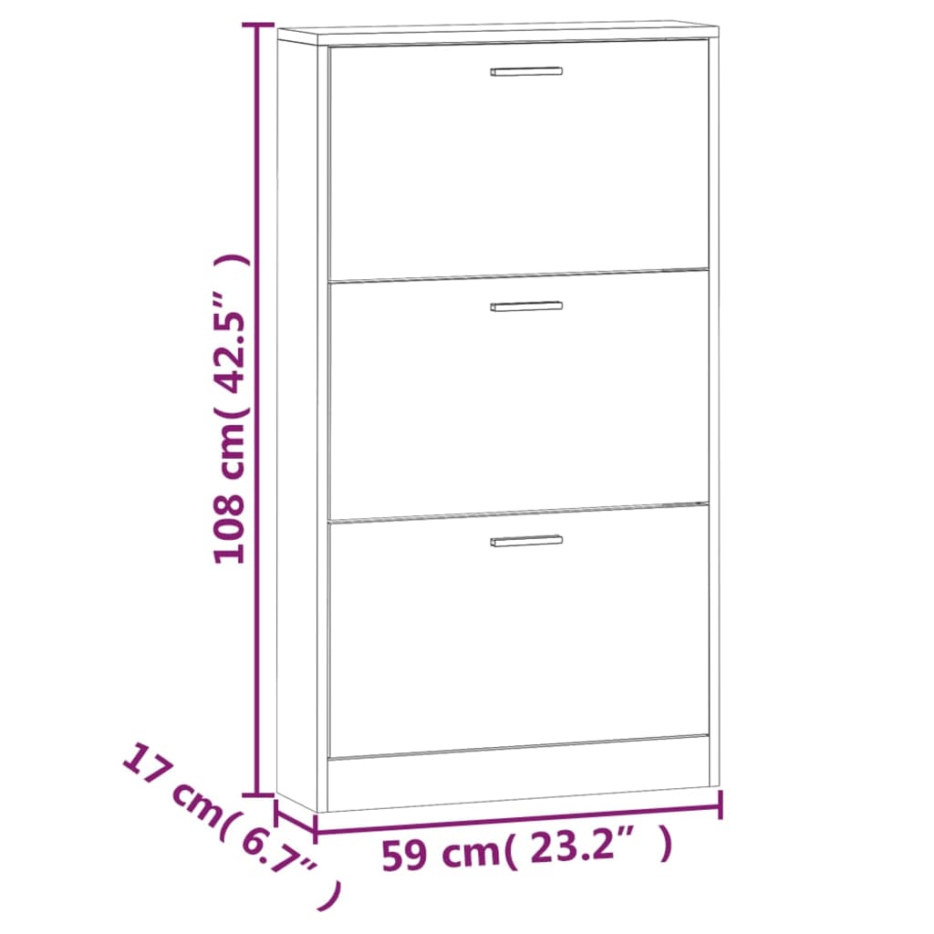 Schoenenkast 59x17x108 cm bewerkt hout zwart