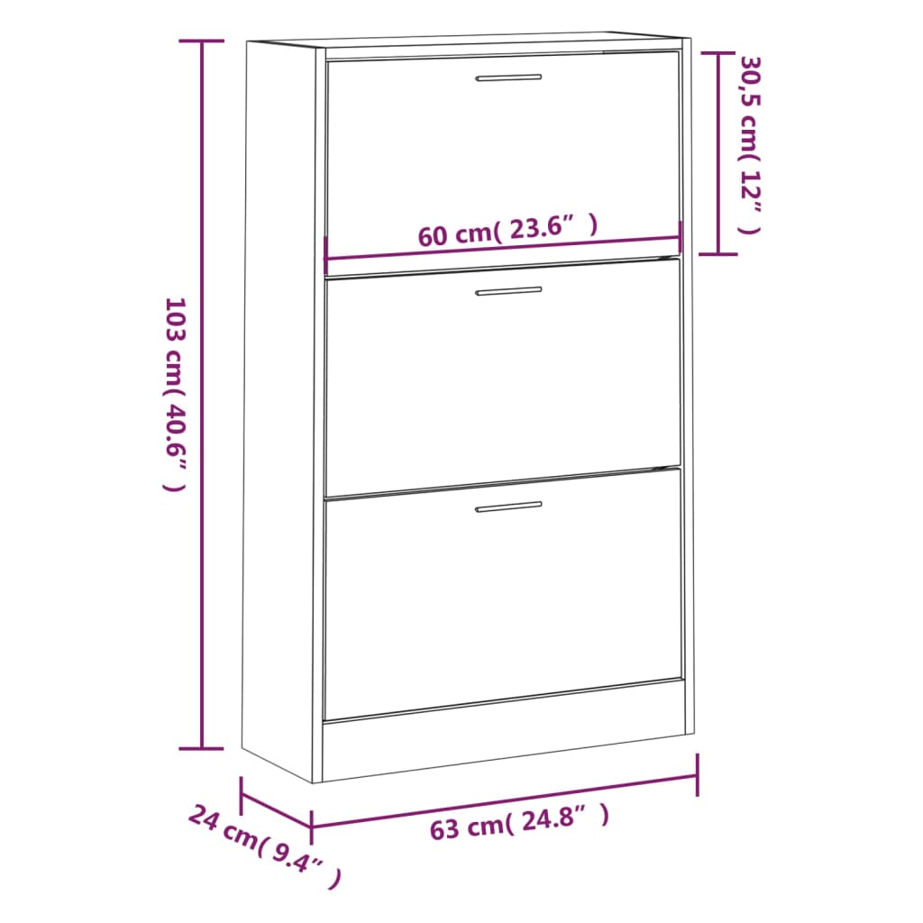 Schoenenkast 63x24x103 cm bewerkt hout zwart