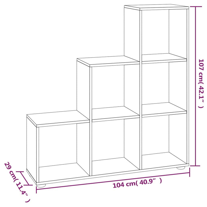 Boekenkast trapvormig 107 cm bewerkt hout hoogglans wit