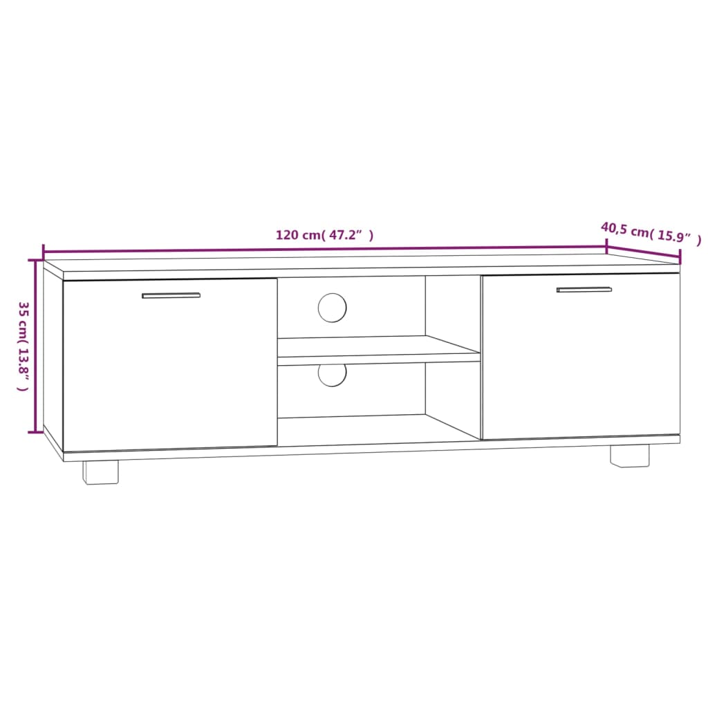 Tv-meubel 120x40,5x35 cm bewerkt hout wit