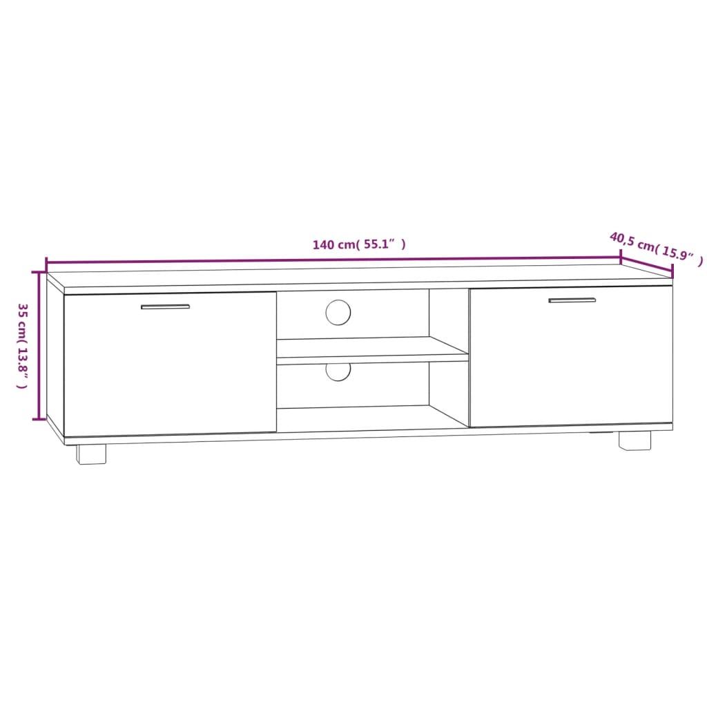 Tv-meubel 140x40,5x35 cm bewerkt hout wit