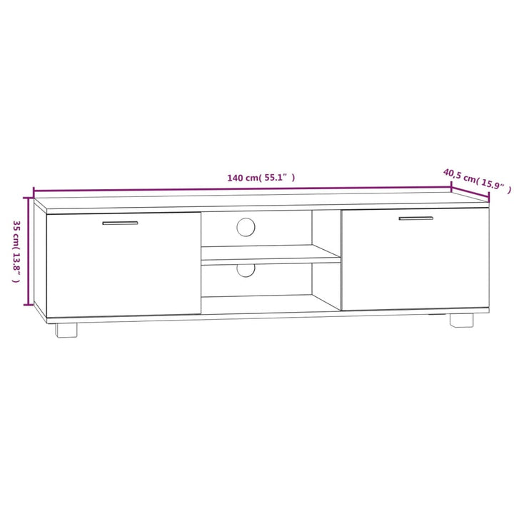 Tv-meubel 140x40,5x35 cm bewerkt hout wit