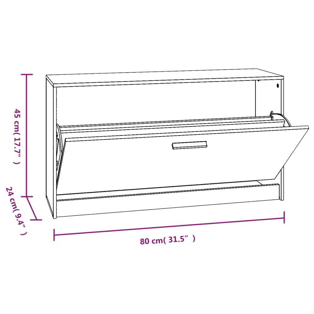 Schoenenbank 80x24x45 cm bewerkt hout gerookt eiken