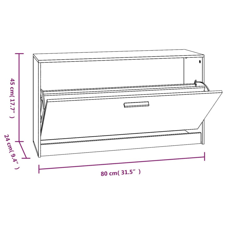 Schoenenbank 80x24x45 cm bewerkt hout grijs sonoma eikenkleur