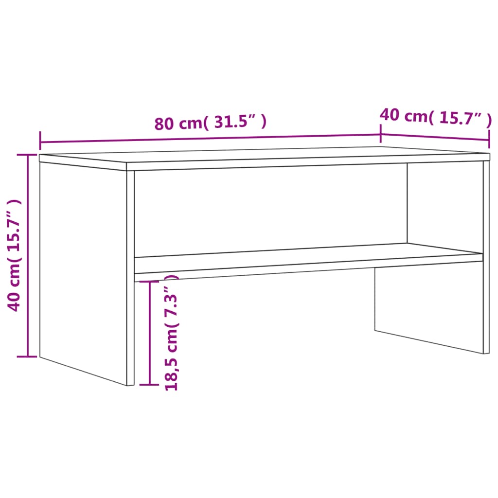 Tv-meubel 80x40x40 cm bewerkt hout gerookt eikenkleurig