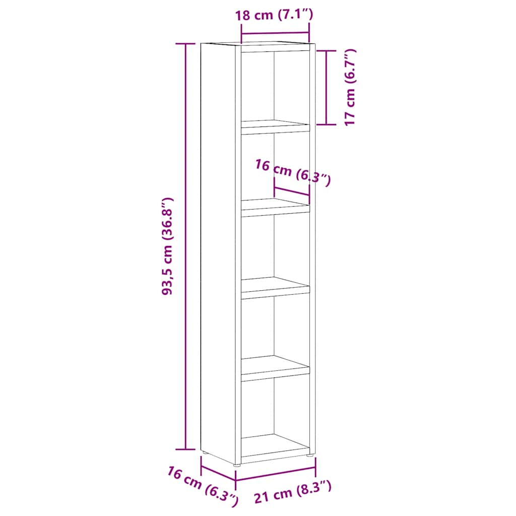 CD-kasten 2 st 21x16x93,5 bewerkt hout bruineikenkleurig