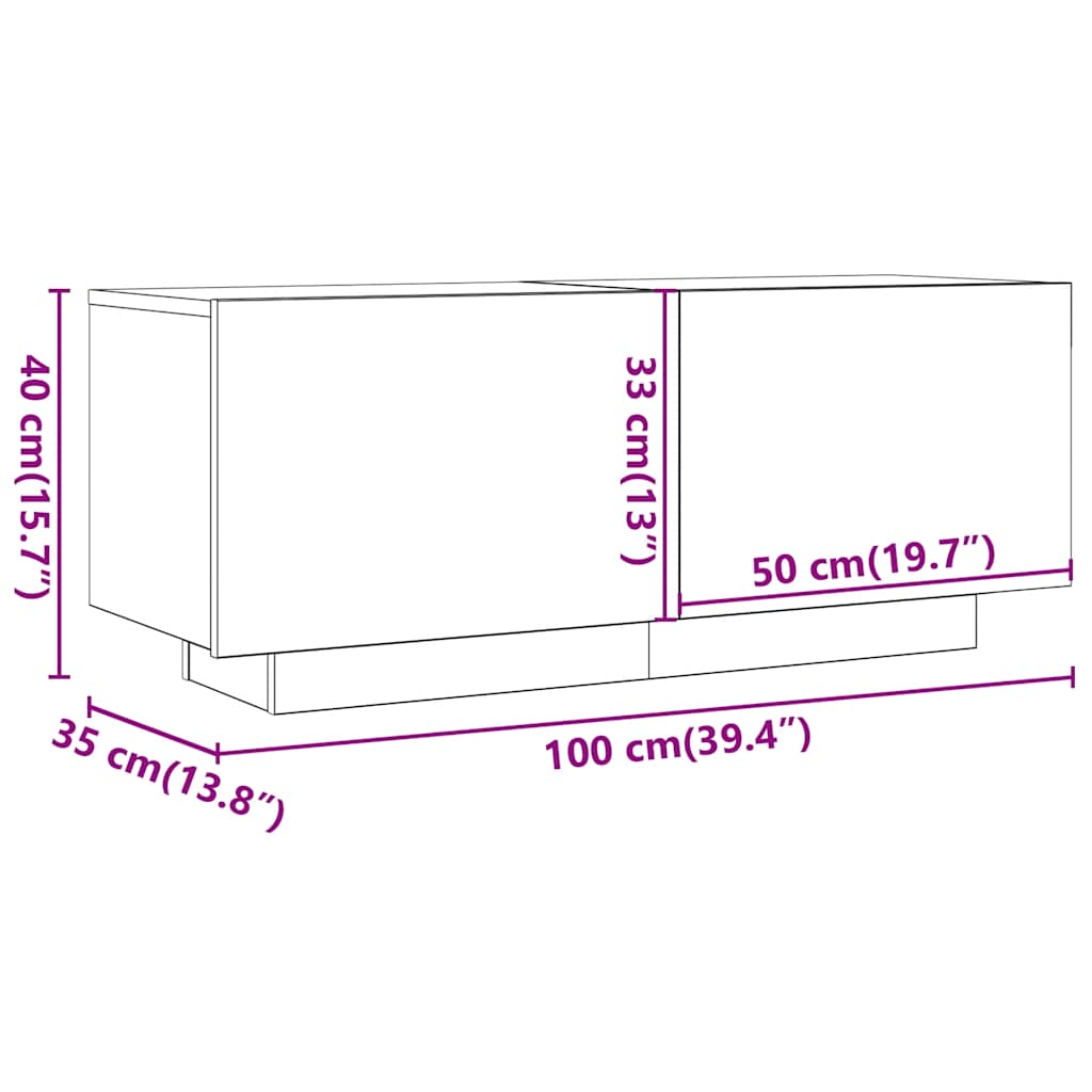 Tv-meubel 100x35x40 cm bewerkt hout gerookt eikenkleurig