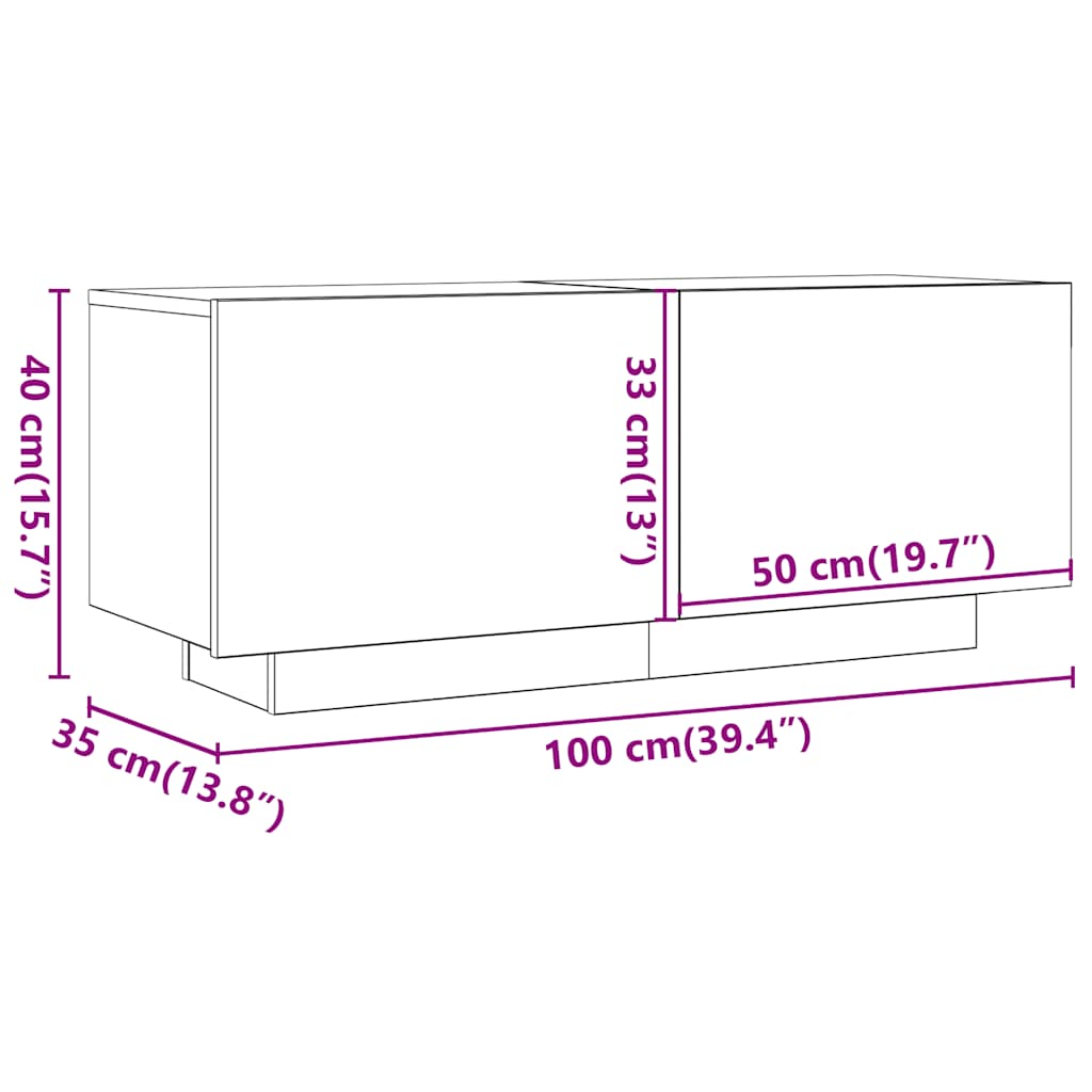 Tv-meubel 100x35x40 cm bewerkt hout bruineikenkleurig