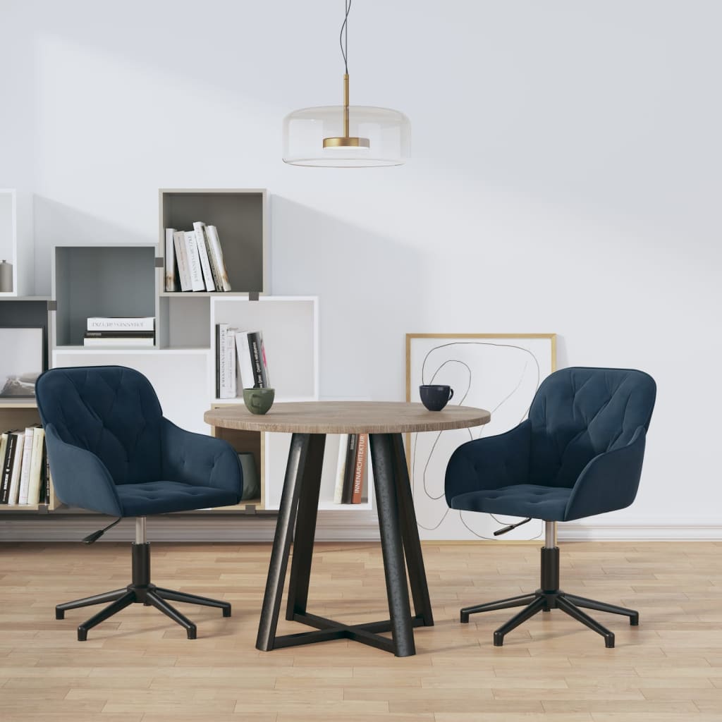 Eetkamerstoelen draaibaar 2 st fluweel blauw