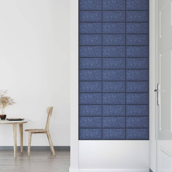 Wandpanelen 12 st 0,54 m² 30x15 cm stof blauw