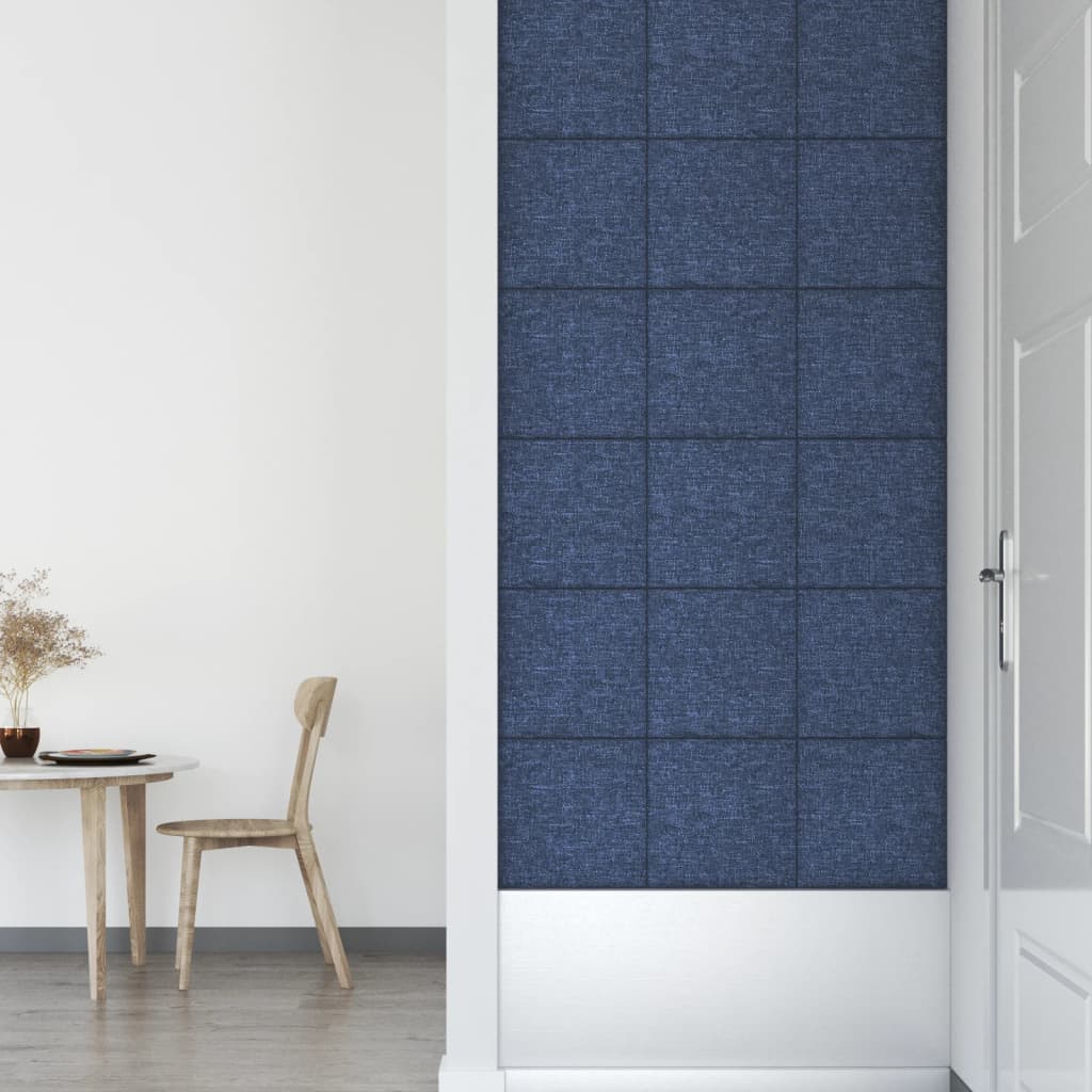 Wandpanelen 12 st 1,08 m² 30x30 cm stof blauw