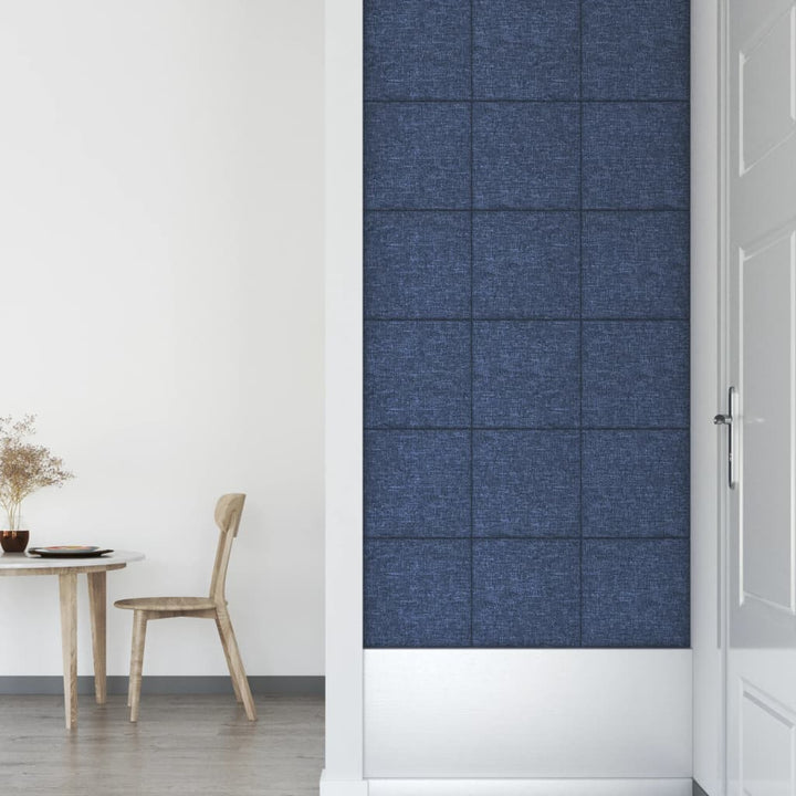 Wandpanelen 12 st 1,08 m² 30x30 cm stof blauw